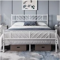 Yaheetech Metallbett Bettgestell 90x190/90x200/140x200cm, Minimalistischer Bettrahmen mit Kopfteil Gästebett mit Lattenrost