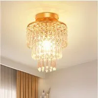 oyajia Deckenleuchte Goldene Edelstahl Kristall Kronleuchter Deckenlampe, E14 Lampenfassung, LED wechselbar, Ø20x28cm Chrom-Stil Deckenleuchte, für Schlafzimmer, Flur, Esszimmer