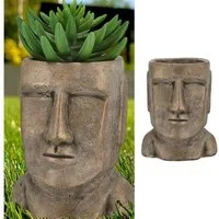 CEPEWA Blumentopf Pflanztopf Moai Kopf gold H21cm Terracotta Büste S