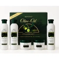 Bio-Vital Hautpflege-Set OLIVEN-ÖL PFLEGESET 5teilig 1000ml Körperpflege Set 1L Shampoo 03, Duschgel Bodylotion Tagescreme Nachtcreme Creme Geschenk Körper Pflege