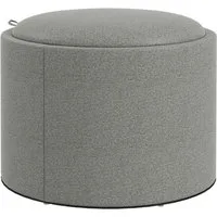 MC Star Sitzhocker Ottomane Runder Polsterhocker mit Stauraum und Klappdeckel (in Grau Leinenoptik Ø56 x 42 cm für Wohnzimmer Schlafzimmer)