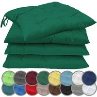 NatureMark Sitzkissen 4er-Set Stuhlkissen 40x40cm mit Bändern, Sitzpolster Kissen 4er Pack, schadstoffgeprüft, Dunkel grün