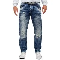 Cipo & Baxx Regular-fit-Jeans Herren Regular Fit Hose Stonewashed BA-CD104 (1-tlg) Destroyed-Look mit verstärkten Löchern und Used-Look