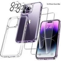 MORRENT Handyhülle 5in1 Hülle für iPhone 16 Pro Max 2X Schutzglas 2X Kamera Panzerfolie