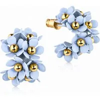 LUISIA® Paar Ohrstecker Halb Creolen Ohrringe "Mia" mit Blüten (2-tlg., inkl. Schmuckbox), 16 Karat vergoldet