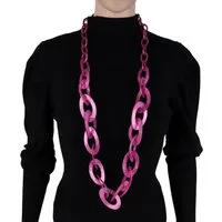 MIRROSI Lange Kette Damen Statement Halskette HARZ ca.95cm lang (perfekt für Pullover, Bluse, Shirt), Bunte Halskette