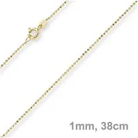 Schmuck Krone Goldkette 1mm Kugelkette diamantiert, 585 Gelbgold, 38cm, Gold 585