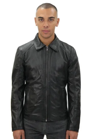 Smarte klassische Harrington-Lederjacke für Herren – New York