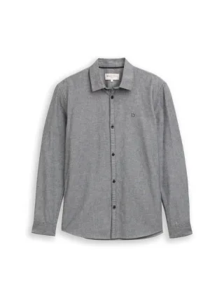 TOM TAILOR Denim - Regular Fit Hemd mit Logo-Stickerei grau - Gr. - S