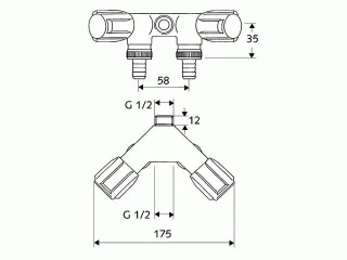 Schell NA-Doppelventil COMFORT mit RFV IG 1/2" chrom mit Schlauchanschluss 033680699