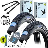 Schwalbe Fahrradschlauch 2x Schwalbe Marathon Plus TOUR 28" x 1,75" Reifen, Schläuche AV17 Set