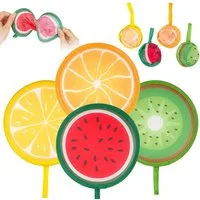 nsihing Handfächer 4er Faltfächer Rund Klappbar Handfächer Sommer Obstmotive Tragbar, (4-tlg)