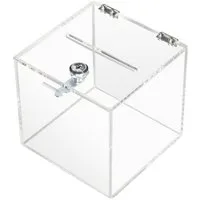 HMF Geldkassette Acryl Spendenbox 46919 mit Schloss, 15 x 15 x 15 cm, DIN A6, transparent