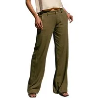 Freeman T. Porter Schlaghose Agatha Plain Linen martini olive sommerlich leichte Hose