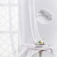 Sunicol Vorhang 2er Set Voile Vorhänge Boho Sheer Transparente Gardinen mit Ösen, Bestickt Luftig Lichtdurchlässig Dekoschal für Schlafzimmer