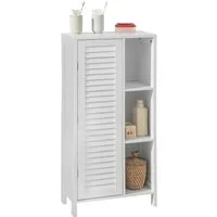 SoBuy Badkommode BZR39, Hochschrank Beistellschrank Badmöbel, verstellbaren Ablagen, Badschrank mit Lamellentür Badezimmerschrank Aufbewahrungsschrank