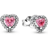 Pandora Paar Ohrstecker 298427C02, Damen- Erhabenes Herz Pink