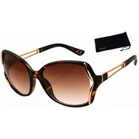 Rennec Sonnenbrille elegante Damen Brille Modern Oval mit Brillenbeutel Schmetterling Gläser Oversized, Markenbrille mit Gold Applikationen