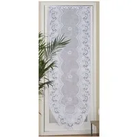 Arsvita Panneaux Blumen Mona mit Stickerei, Schlaufen, transparent, Türpanneaux 180x60cm Stangendurchzug, Voile Kurzgardine Bistrogardine