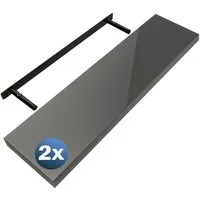 Casaria Wandregal, Grau Hängeregal mit Halterung 15kg Tragkraft Küche Hochglanz 90cm