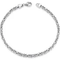 Materia Königsarmband Herren Silber 3mm diamantiert SA-36, 925 Sterling Silber, rhodiniert