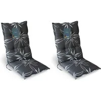 LILENO HOME Hochlehnerauflage Gartenstuhl Auflage, bequeme Sitzauflage für Gartenmöbel, Stuhlkissen, (2 St., 2er Set), Polsterauflage Blume Anthrazit Weiß, Sitzpolster für Klappstühle