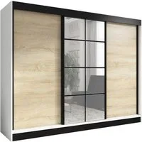 A&J MöbelLand GmbH Schiebetürenschrank ORAVELLE 3-türiger Kleiderschrank mit Spiegel (TOP ANGEBOT! Geräumiger Schrank mit einer Breite von 200 cm ideal zur Aufbewahrung von Kleidung und Accessoires. Wählen Sie das ideale Modell für Ihr Schlafzimmer!,