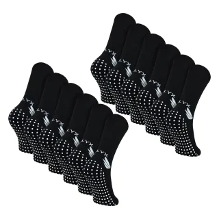 12er Pack Herren Bamboo Crew Grip Socken | Verstärkter Fersen- und Zehenbereich, weiche rutschfeste Socken