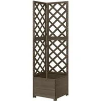 vidaXL Rankgitter NA Eck-Spalier mit Pflanzkasten Grau 40x40x150cm Massivholz Tanne Rank