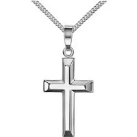 JEVELION Kreuzkette Kreuz Anhänger 925 Silber (Silberanhänger, für Damen und Herren), Mit Silberkette 925 - Länge wählbar 36 - 70 cm.