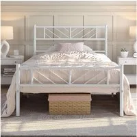 Yaheetech Metallbett Bettgestell 90x190/90x200/140x200cm, Minimalistischer Bettrahmen mit Kopfteil Gästebett mit Lattenrost