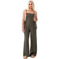 WENOR Overall Damen Jumpsuit Musselin mit Flechtträgern – locker & größenverstellbar Geflochtene, verstellbare Träger, weite Beinform