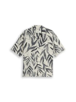 TOM TAILOR Denim - Kurzarmhemd mit Alloverprint weiß - Gr. - L