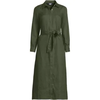 Leinen-Midikleid, Damen,  Grün, by Lands' End