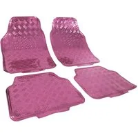 Tenzo-R Fußmatte Auto Gummi Fußmatten universal Alu Riffelblech Optik chrom pink