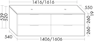 Burgbad Waschtischunterschrank+Konsolenplatte Oteo Graphit Softmatt/Weiß Hochglanz SHMI141F7434A0258