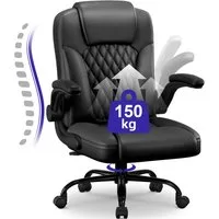 Fukstern Bürostuhl Ergonomischer Bürostuhl mit 90° klappbaren Armlehnen (Atmungsaktiver Mesh-Bezug, Rücken- und Taillenstütze, Neigung fixierbar bei 90° (maximal kippbar bis 120), bis 150 kg belastbar