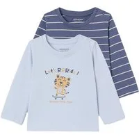 vertbaudet Langarmshirt Baby Shirts BASIC, Print & Streifen 2er-Pack