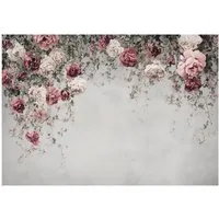 Wallarena Fototapete Blumen Beton - Mehrfarbig - Elegant - Vlies - Schlafzimmer, glatt, (4 St), 200x140cm