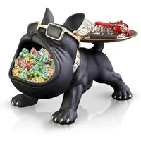 Refined Living Dekoschale Bulldogge Skulptur Deko Französische Bulldogge Tablett (Big Mouth Schlüssel Schale Schmuck Aufbewahrungsbox Storage Sculpture, 1 St., Dekotablett Dekoobjekt Dekofigur Halloween- und Weihnachtsgeschenke), für Wohnzimmer Einga