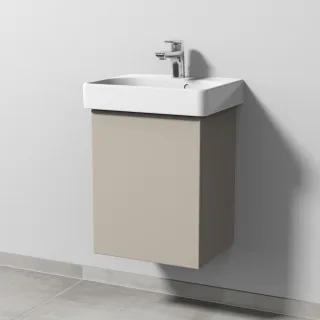 Sanipa 3way Waschtischunterbau zu Geberit Smyle Square Waschtisch mit 1 Tür, Kaschmir-Matt SP6681U