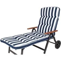 KETTtex Liegenauflage Rollliege Alicante 2155 extrabreit blau-weiß Blockstreifen 200x65x9 cm, (1 St), Halteband verstellbar mit Bindebändern Klettband