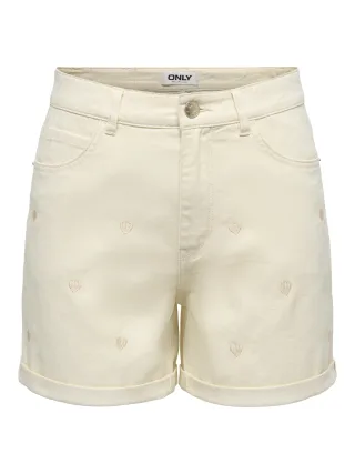 ONLY - ONLVEGA HW EMBROIDERY DNM SHORTS GUANOOS Ecru - Gr. - XS