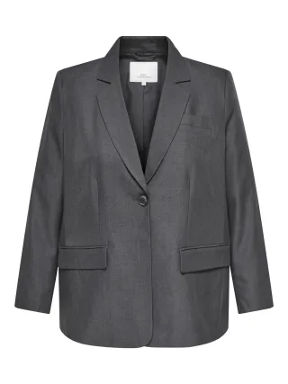 ONLY CARMAKOMA - CARLINDA L/S BOYFR MEL BLAZER TLR Dark Grey Melange - Gr. - 42