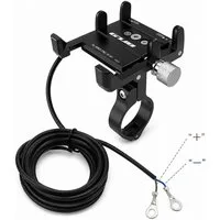 MidGard Smartphone-Halterung Motorrad Lenker Halterung für Handy, E-Bike, Scooter, Roller Halter, (bis 7.5 Zoll, mit USB-Ladebuchse für Handys von 3,5 bis 7,5 Zoll)
