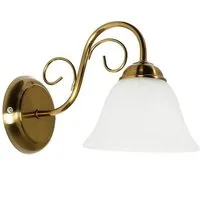 Licht-Erlebnisse Wandleuchte ATHEN, ohne Leuchtmittel, Wandlampe in Messing Glas Schirm elegant Beleuchtung