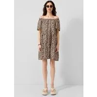QS Minikleid Kleid Viskosemix-Kleid mit Carmenausschnitt