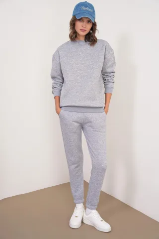 Basic Sweatshirt & Jogger Zwei-Teiliges Set