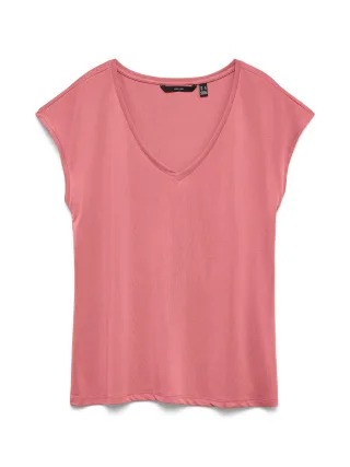 VERO MODA - VMFILLI SS V-NECK TEE NOOS Coral Paradise - Gr. - M