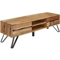 Sitheim-Europe Lowboard TV-Board aus massiver Akazie mit Metallfüßen – 160 x 45 x 50 cm